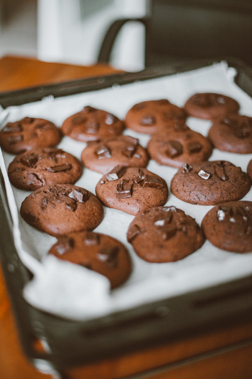 chocolate cookies on baking sheet